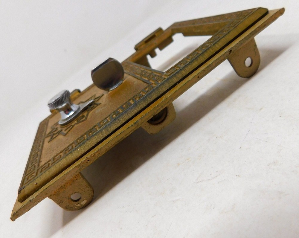 1960's Brass US Post Office Mail Box Door Combination Lock American Device Small
