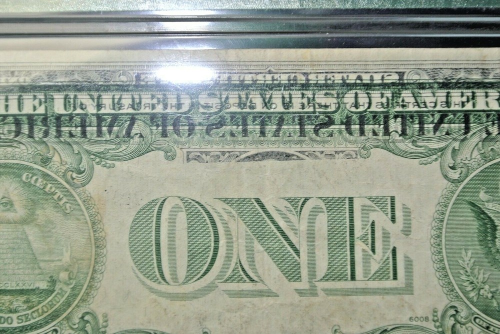 1935 E $1 SILVER CERTIFICATE PMG 40 PARTIAL OFFSET FRONT to BACK Error -RARE