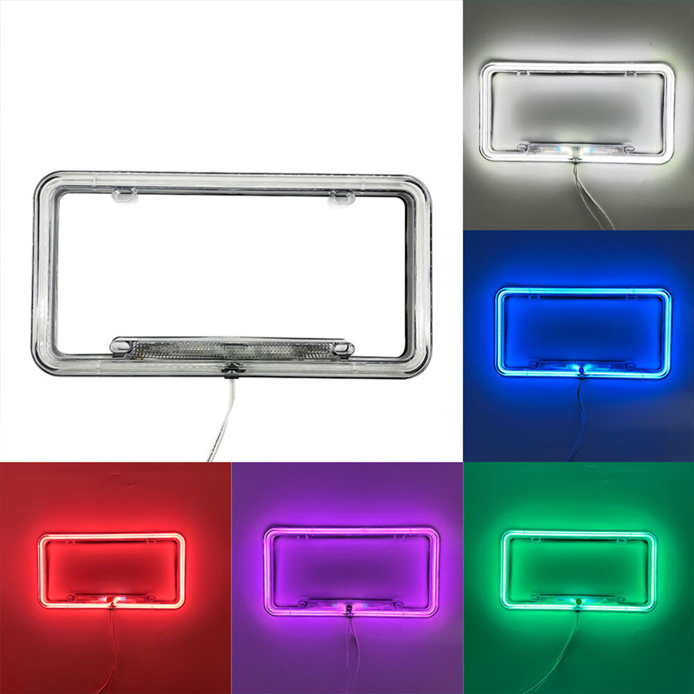 Neon License Frame 12V LED Light Front Rear License Frame Holder Universal Car