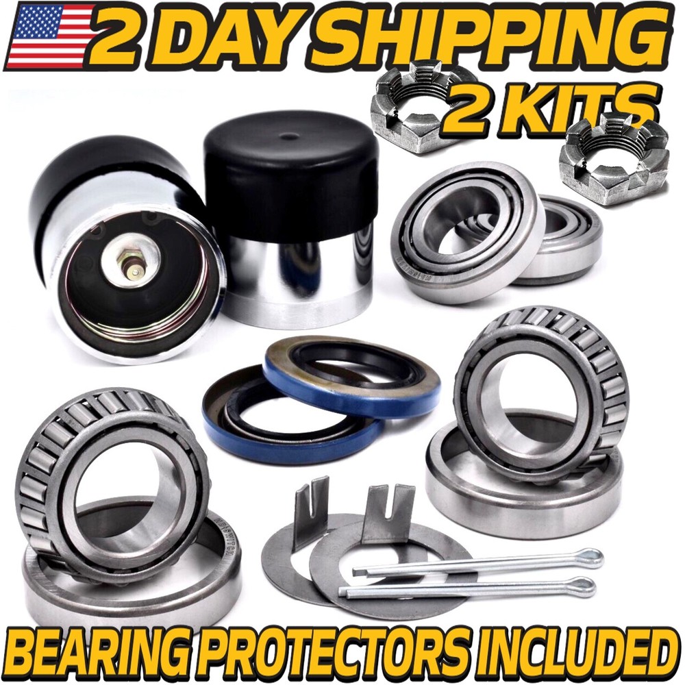 (2 Kits) Trailer Bearing Rebuild Kit: 1" inch axle L44643/L44610 w/1.25" ID Seal