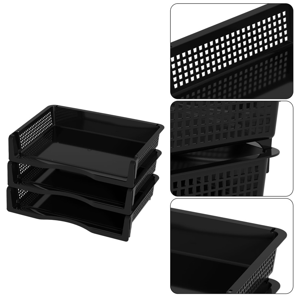 6 Pack Office Stackable Letter Tray, Plastic Stackable Paper Storage Basket T...