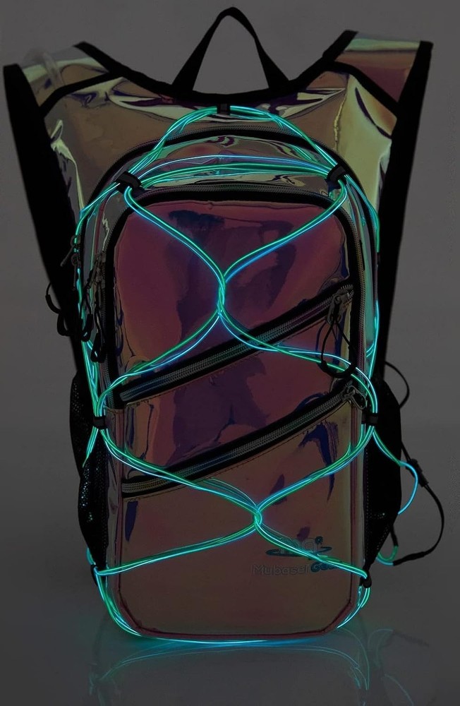 Hydration Backpack Pack with Cool Lights, 2L Water Bladder, Lightweight Bag f...