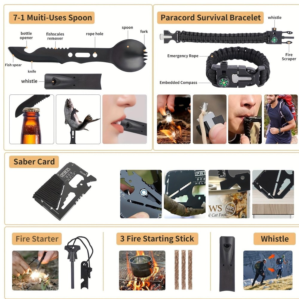 Survival Kit, 252Pcs Survival Gear First Aid Kit with Molle System Compatible...
