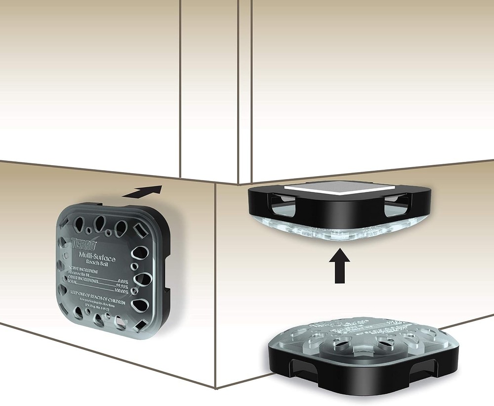 TERRO T500 Indoor Multi-Surface Roach Bait Stations - 1 Pack, Black