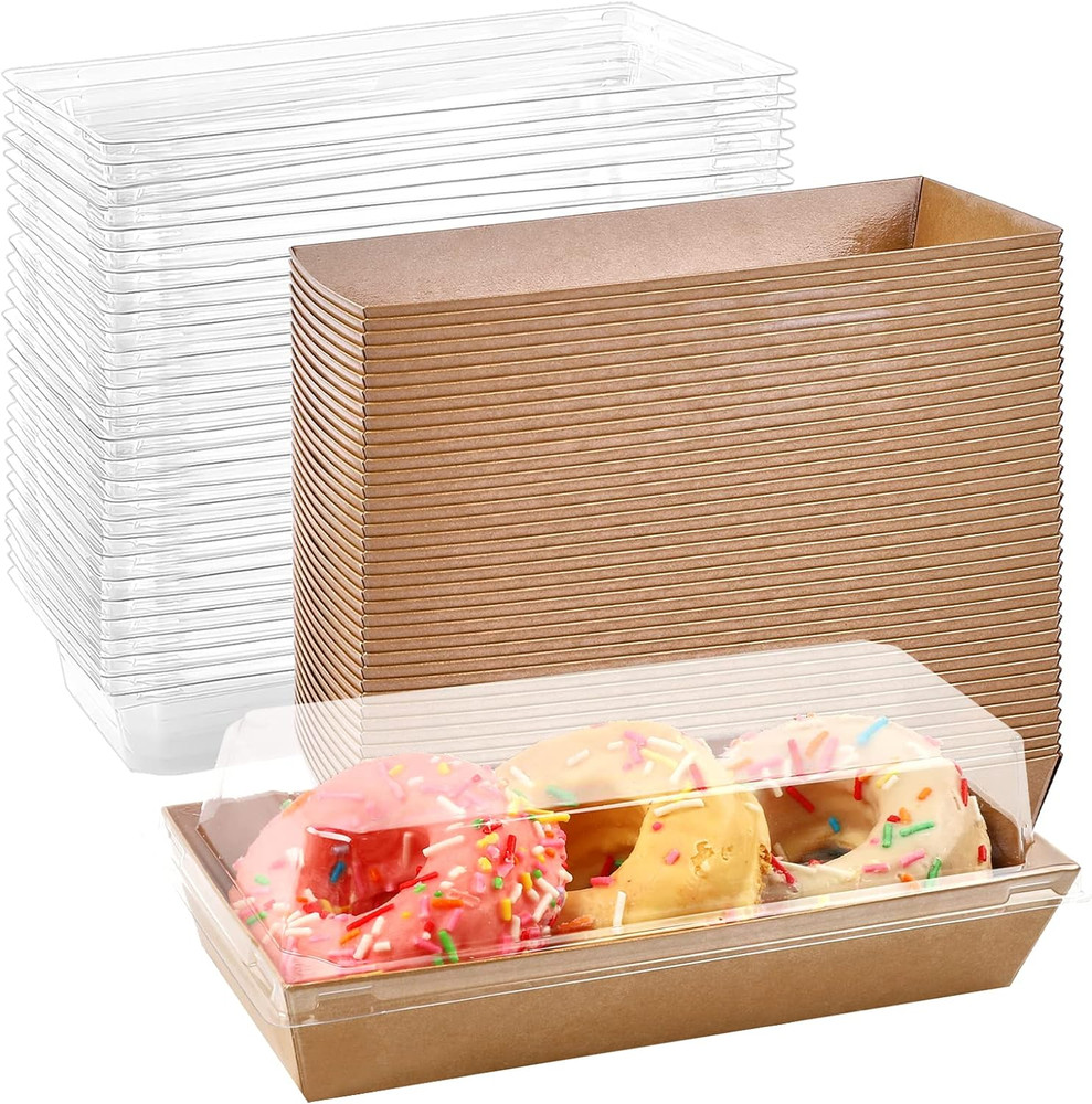 Charcuterie Boxes with Clear Lids, 100 Pack Kraft Bakery Boxes, Cookie Boxes, Sm