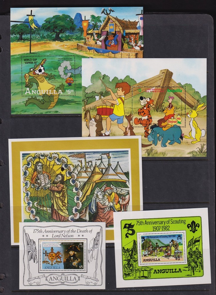 Anguilla - 5 Souvenir sheets, Mint, NH, cat. $ 35.00