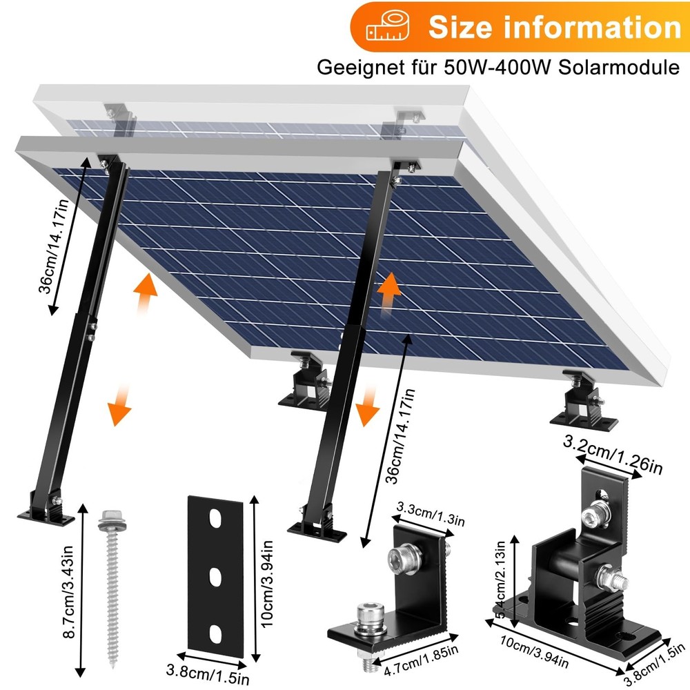 Solar Panel Mount, Aluminum Alloy Adjustable Solar Panel Tilt Mount... Fast Ship