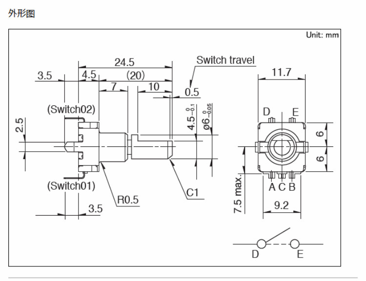 ALPS EC11E15244G1 Rotary Encoder Navigation Volume Switch 30 Positioning 15 Puls