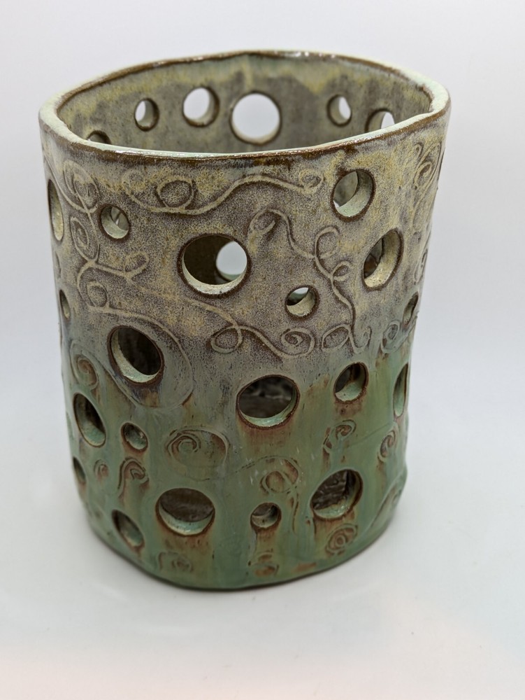 Luminary Tea Light Studio Pottery Signed Lantern