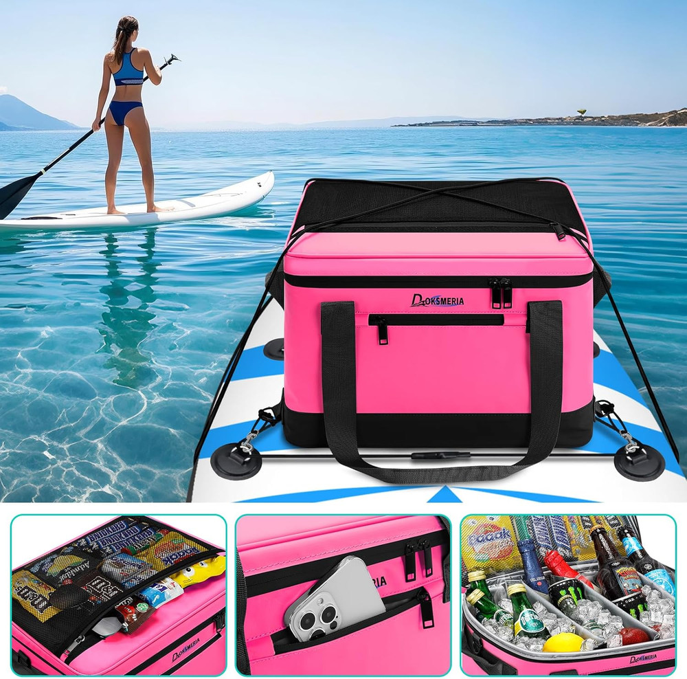 Waterproof Paddle Board Cooler with Shoulder Strap & 6 Elastic Clips