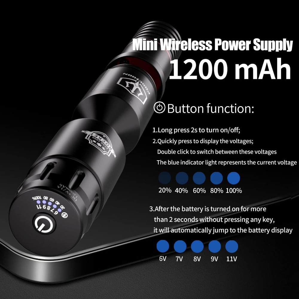 Tattoo Pen Kit - POSEIDON Wireless Machine Kit, TK018, black