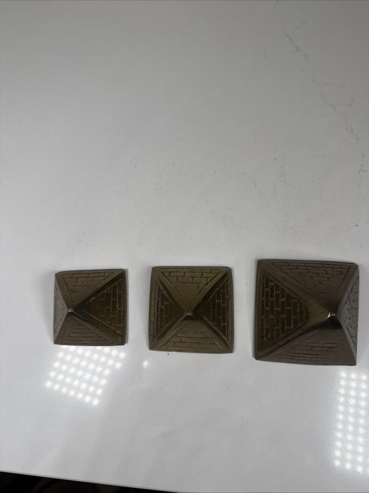Vintage Solid Brass Egyptian Pyramids, Stackable, Set of Three