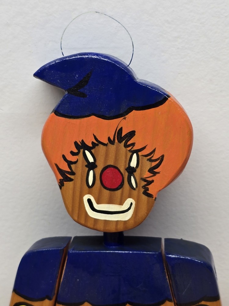 Vintage Wood String Puppet Clown Jointed 12" 1/2