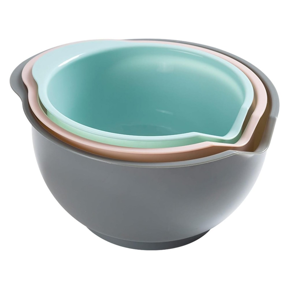 Nesting Plastic Mixing Bowls, Set Of 3, 1.5 quart, 2 quart, 2.5quart, Nesting...