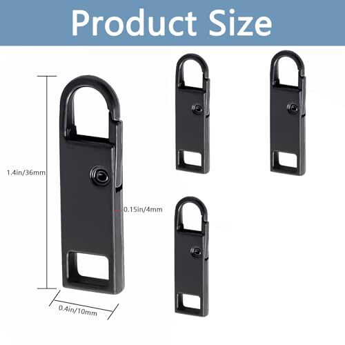 Deoward Zipper Pull Replacement Metal Zipper Handle Black Zipper Pulls Cord