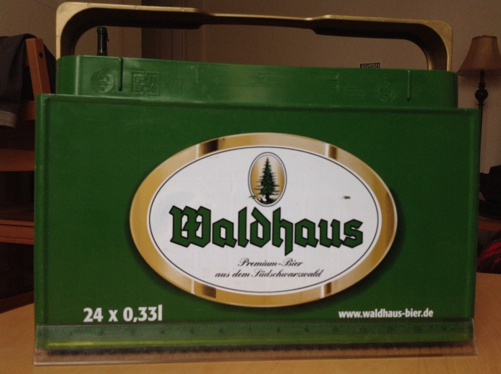 Waldhaus Premium Bier Schwarzwald Retractable Handle 12 Bottle Stackable Carrier