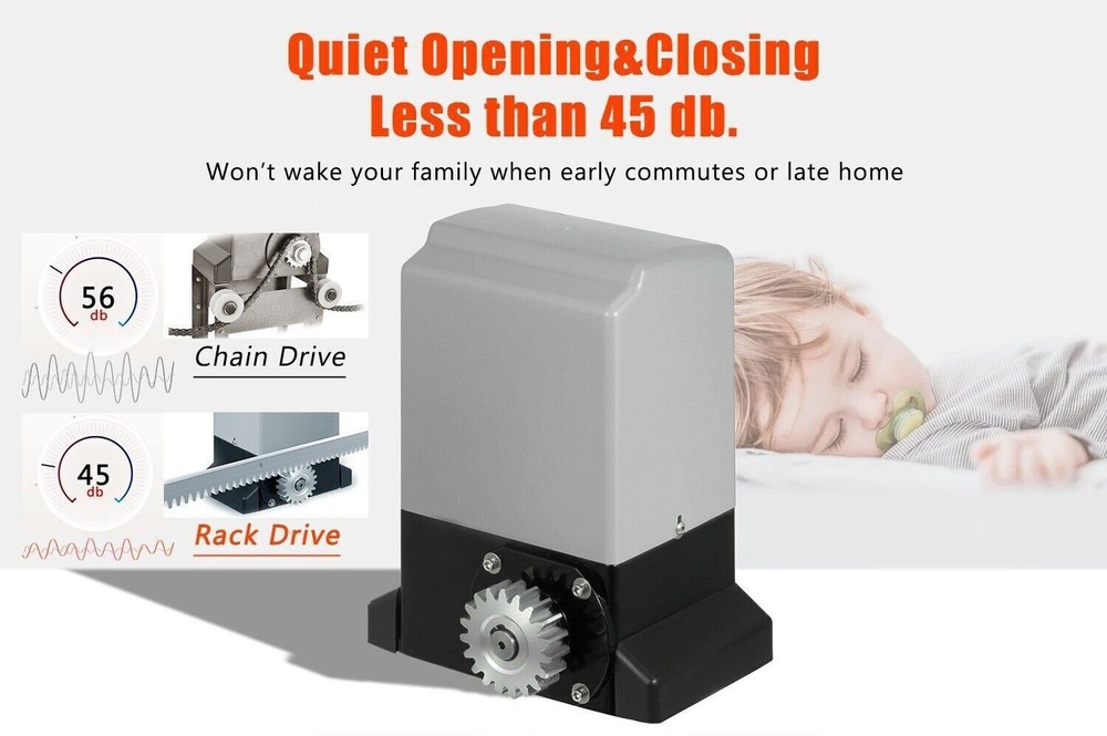 750W Automatic Sliding Gate Opener with Remote Control, 2000kg Capacity