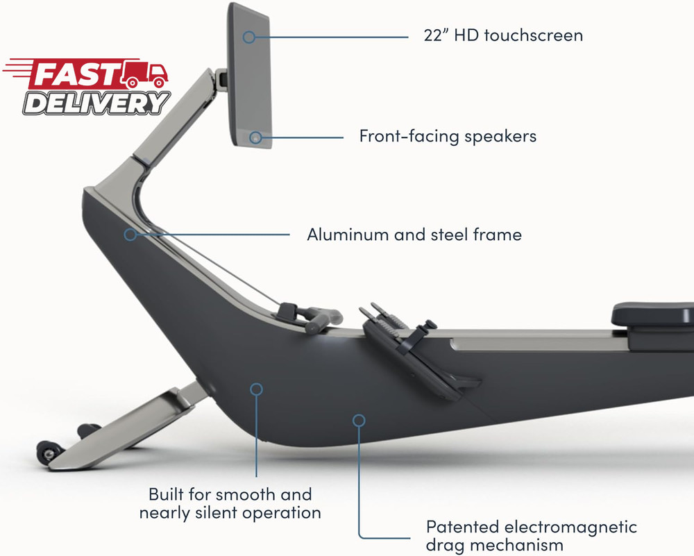 Hydrow Origin Rowing Machine with Immersive 22" HD Rotating Screen - Stows Uprig