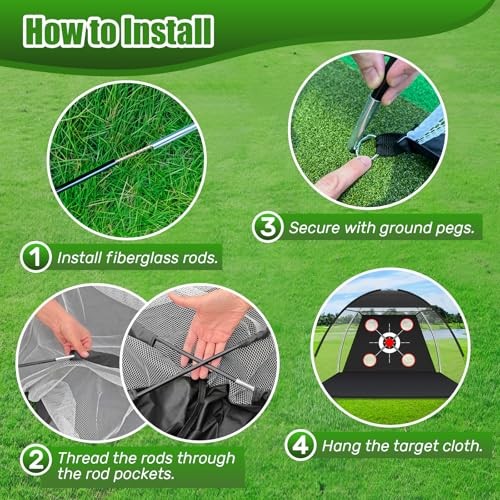Golf Net with Practice Mat,Golf Hitting Aid Nets 10x7FT for Backyard Large
