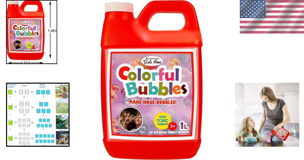 Joyous Bubble Solution 1L - Safe, Concentrated Refill for All Bubble Toys