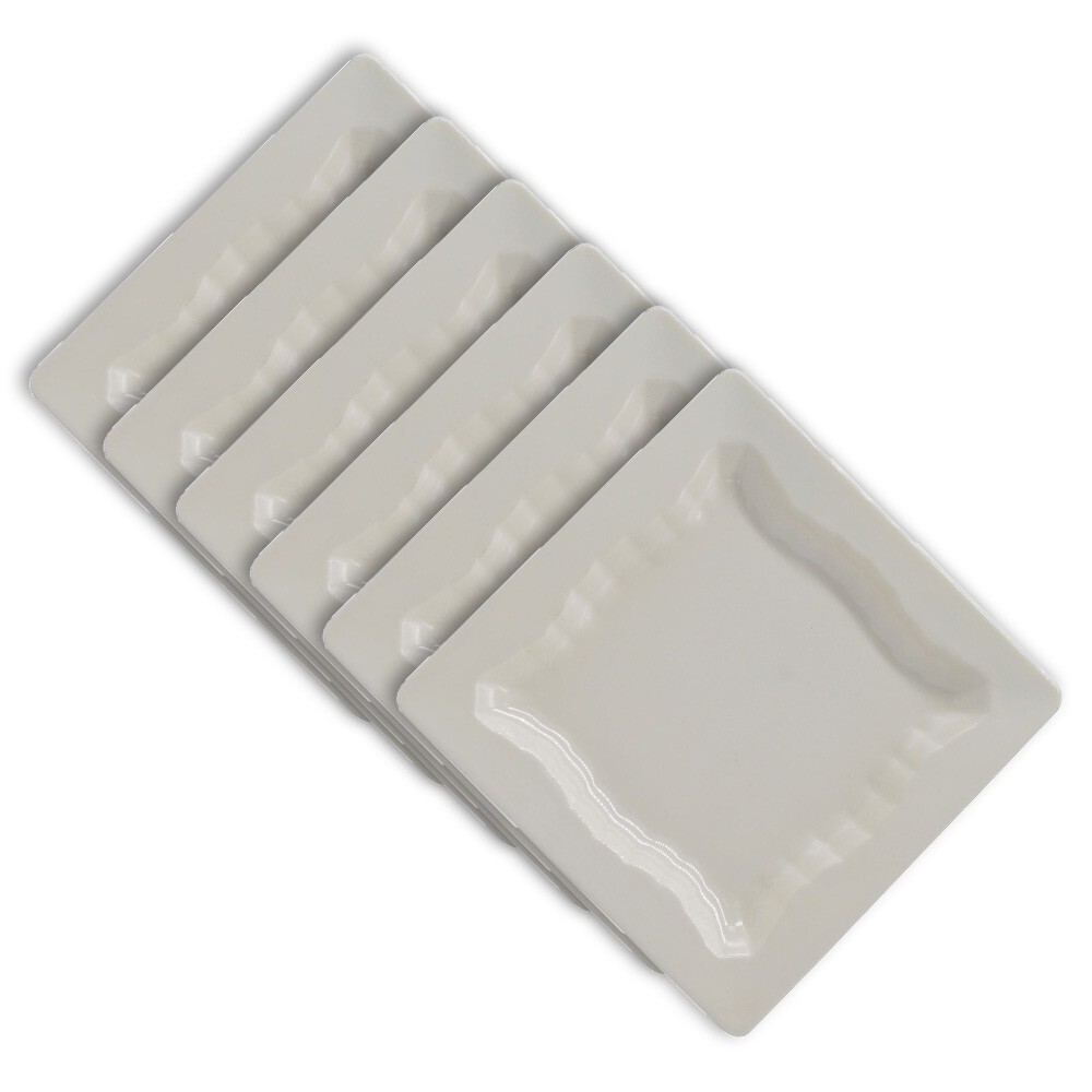 7 Inch Square Plain White Melamine Dinner Plate - 6 Pcs/Set
