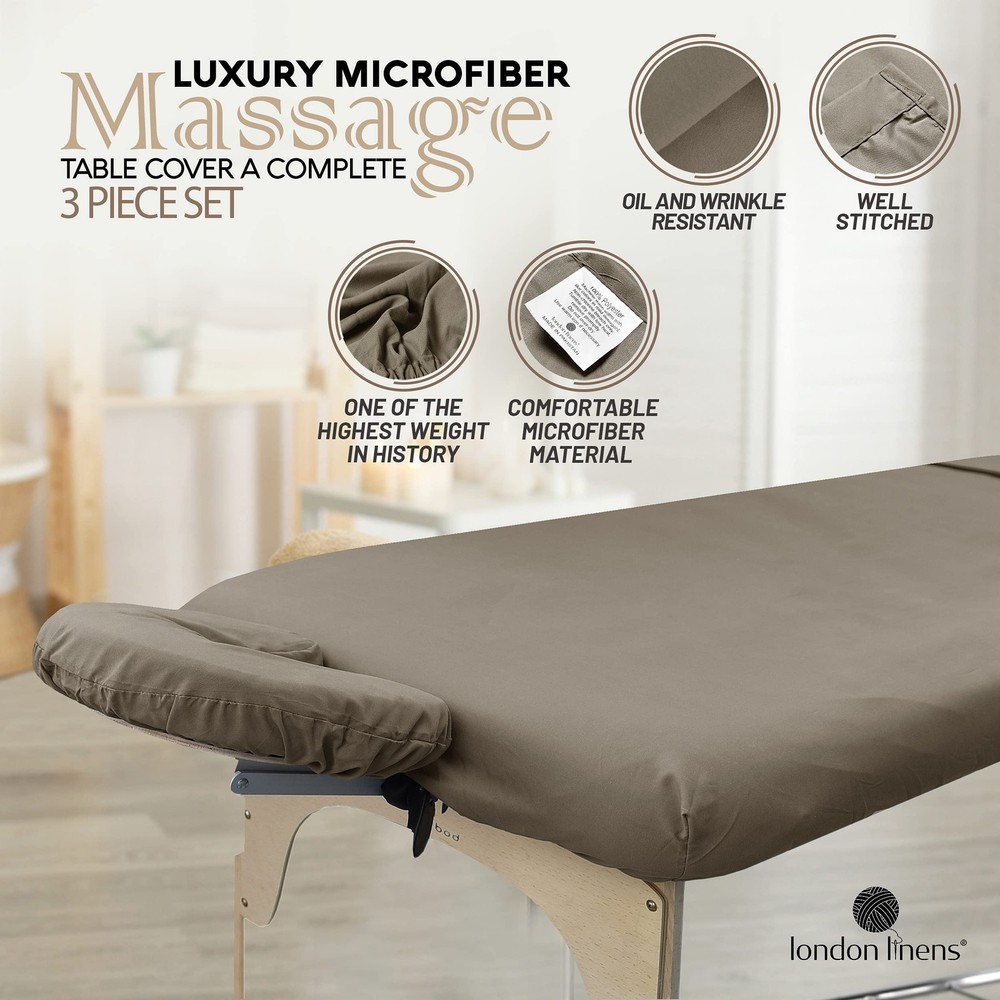 Soft Microfiber 3-Piece Massage Table Sheets - Super Lightweight, Stain and R...