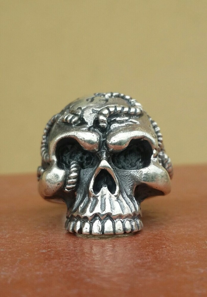 925 MENS SILVER RING SEAL HARLEY MOTORCYCLE SKULL