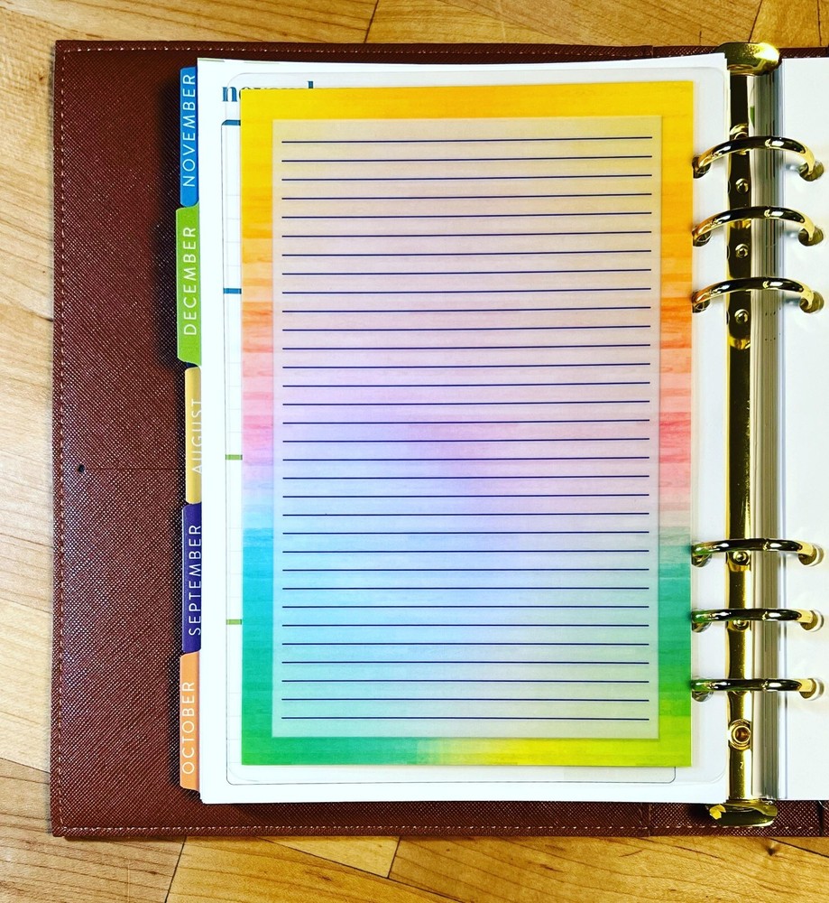 Lined Notes Lists Dashboard 4 use with ErinCondren A5 Ring Agenda Planner~