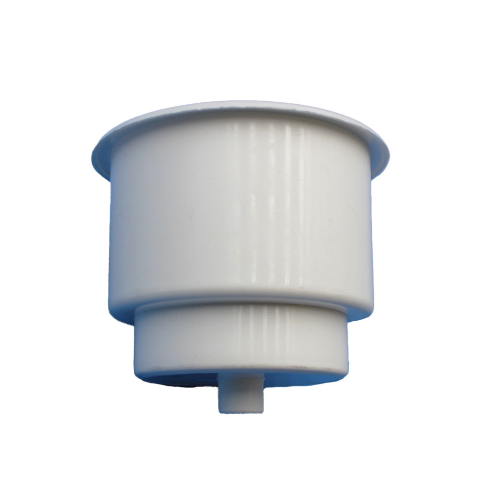 One New Cup Holder, White Plastic W/ Drain Hole Various Applications & Models
