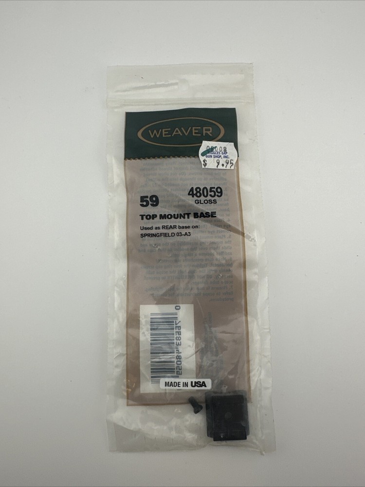 Weaver Mounting Rifle Scope Base # 59 48059 Springfield 03-A3