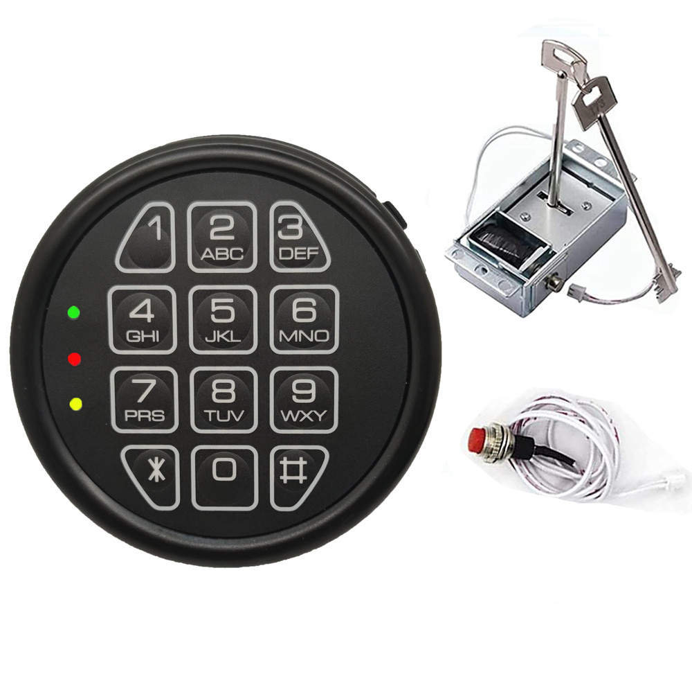 Gun Safe Lock Replacement Digital Chrome Key Solenoid Lock & 2 Override Keys