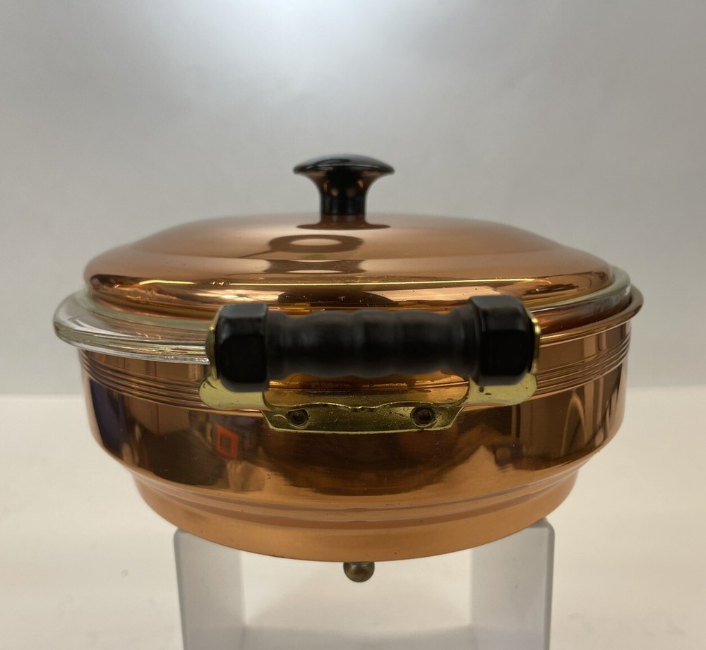 Vintage 1950s CopperCraft Guild Copper Buffet Casserole Pyrex Insert