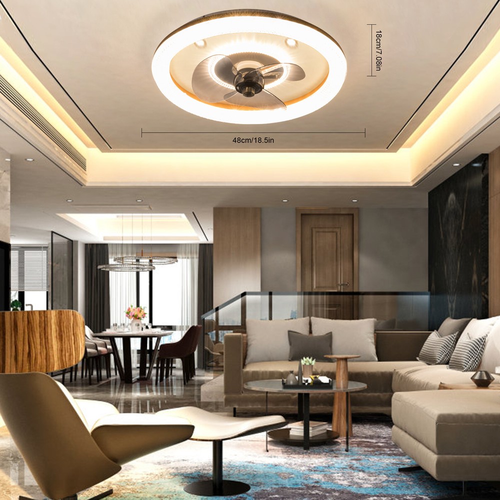18" Modern Ceiling Fan with Light Remote Control Bedroom LED Ceiling Fan Lamp~