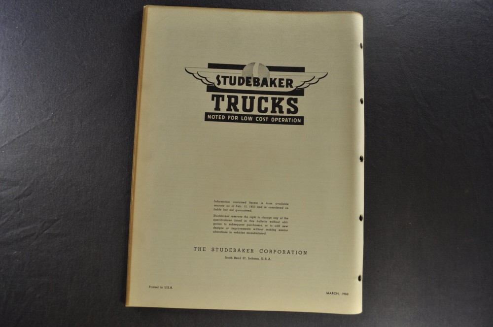 1950 Studebaker Truck Comparison Sales Training Bulletin Pickup Dump Stake 50