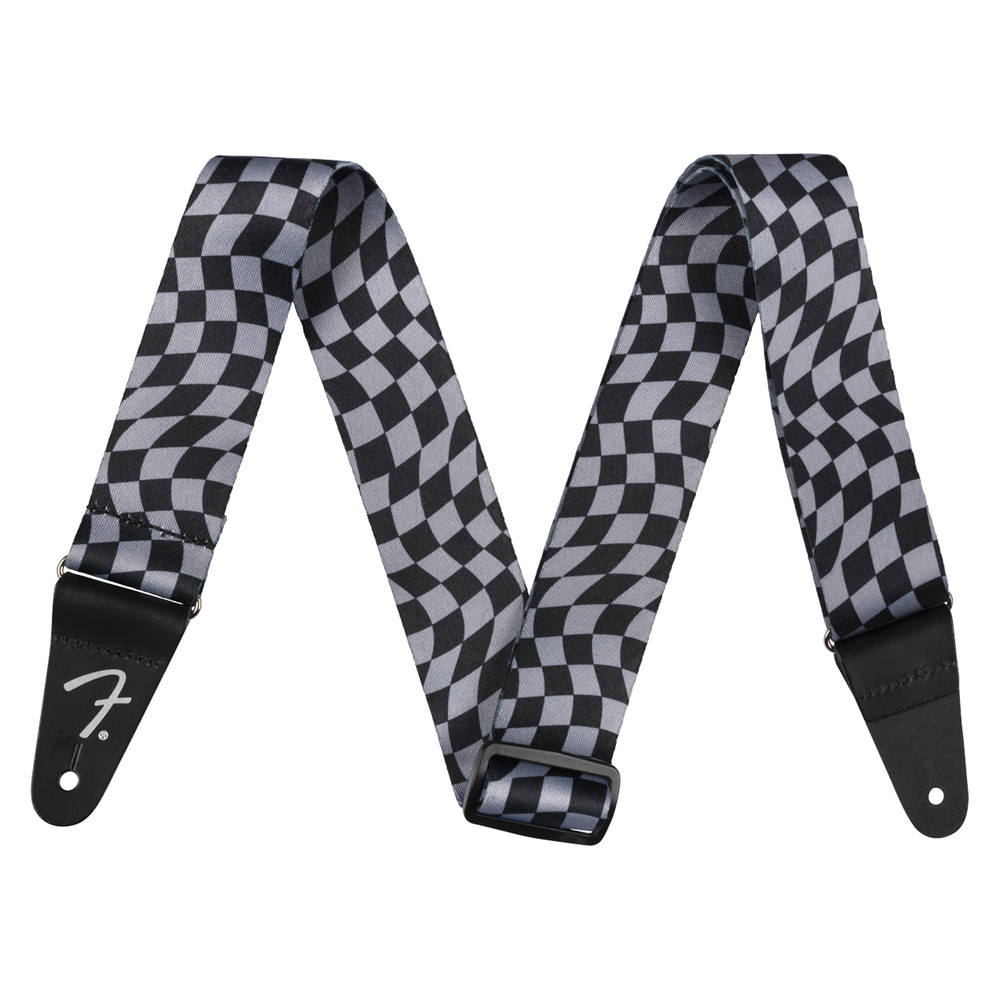 Fender Wavy Checkerboard Polyester Strap - Gray