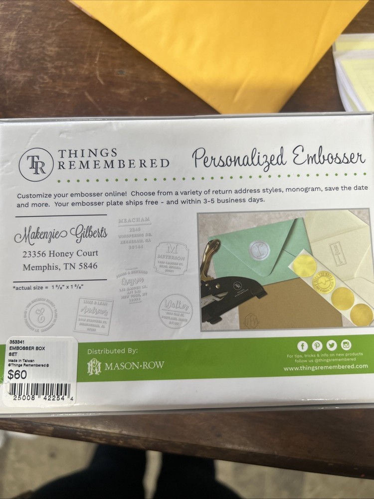 Personalized Embosser With Removable Plate "Hello Design" By Things Remembered