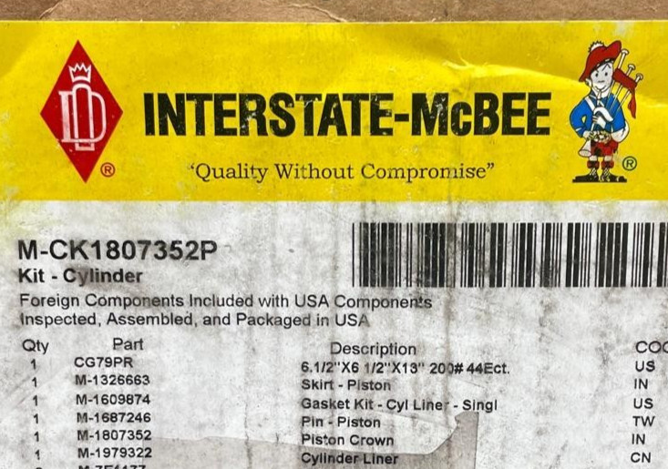 Interstate-McBee Replacement Piston & Cylinder Caterpillar 3406E/C15/C16 Engine