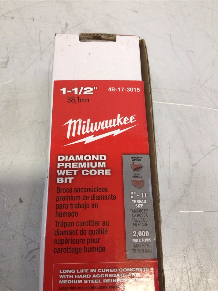 Milwaukee Tool 48-17-3015 1-1/2" Diamond Premium Wet Core Bit