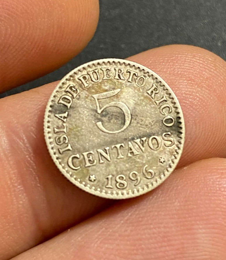Puerto Rico, 1896 AR 5 Centavos, Extremely Fine, Rare
