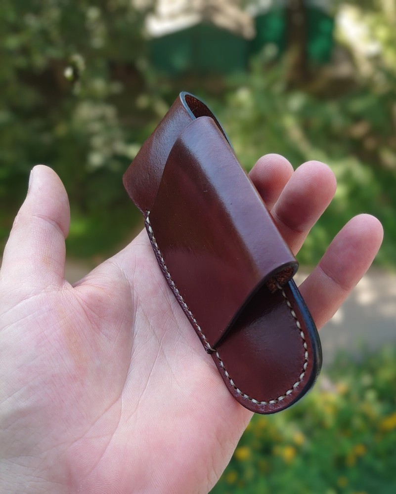 Horizontal scabard leather sheath for buck 110 Folding Hunter