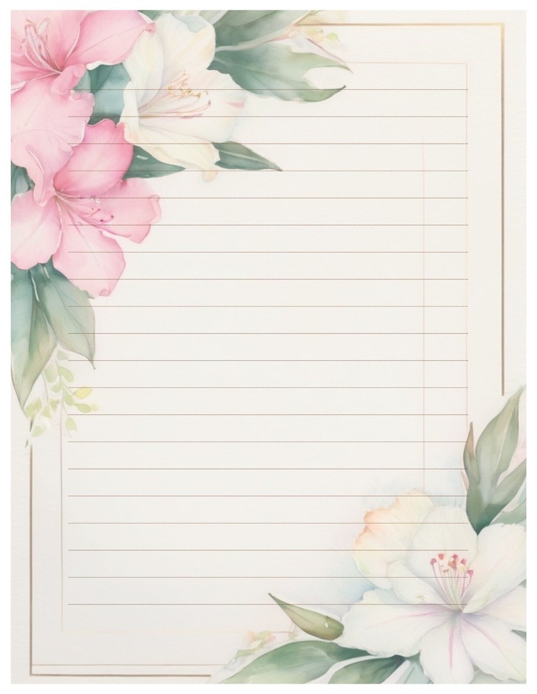 24 - Lined Stationary Sheets with 12 White Envelopes - Spring Design #047