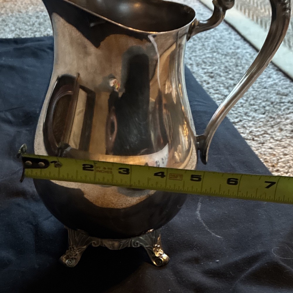 Victorian Style Silverplate Pitcher Ornate Handle & Feet