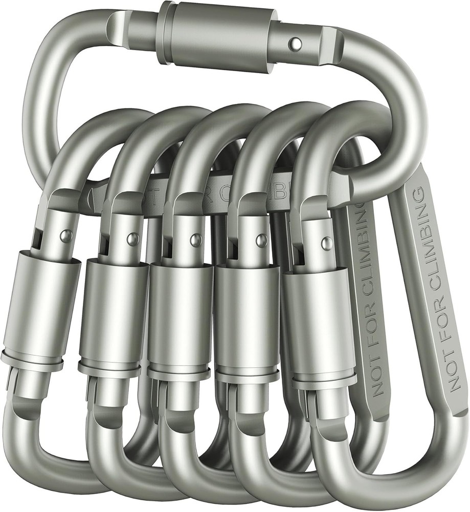 Versatile D-Ring Locking Carabiners - 6-Pack for Hiking, Camping, Essentials