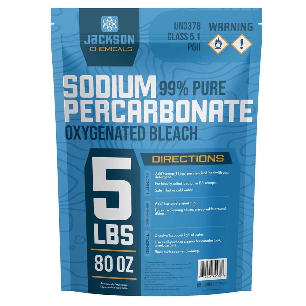 99% Pure Sodium Percarbonate - 5 lbs - Oxygenated Bleach