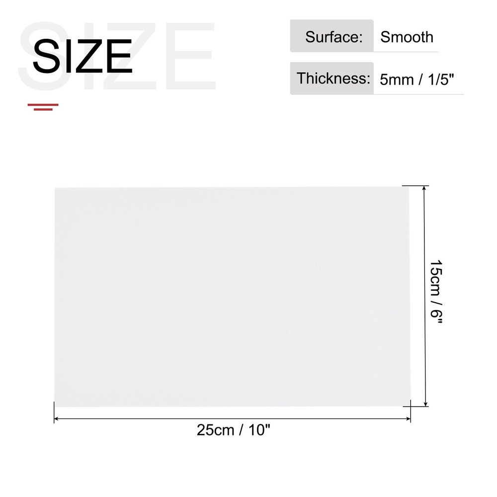 ABS Plastic Sheet 10 x 6 x 0.2" ABS Styrene Sheets White 3 Pcs