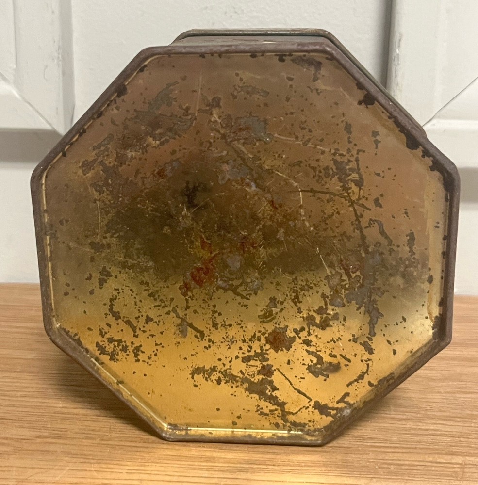 Rustic Tin Container Octagon Rusty