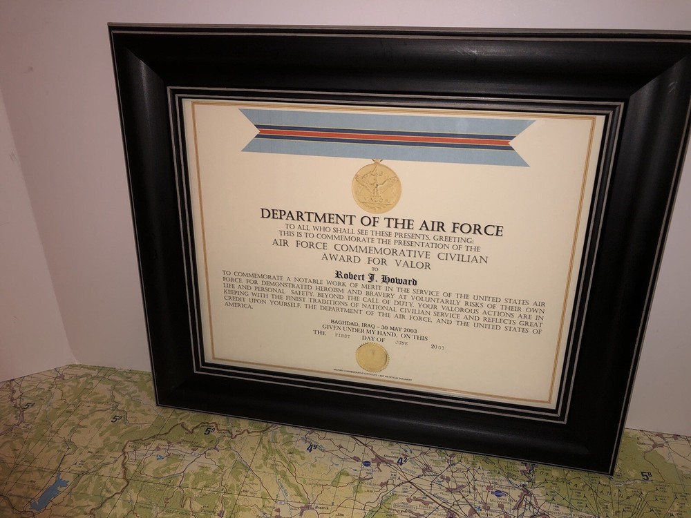 USAF COMMEMORATIVE CIVILIAN AWARD FOR VALOR CERTIFICATE Type-1