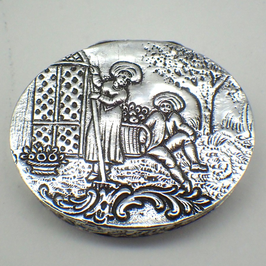 Scenic Oval Pill Box Swedish Import Silver