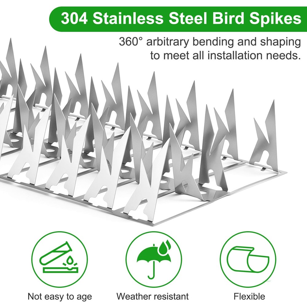 Puthpy 5 Pack Stainless Steel Squirrel Spikes for Bird Feeder, 5 FT Squirrel ...