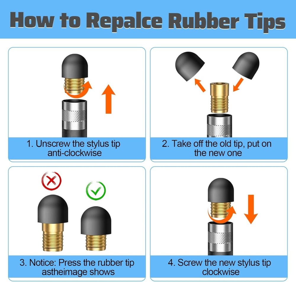 Universal Stylus Tips Replacement - 30 Pcs Rubber Ends for Touchscreen Devices